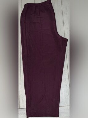 Susan Graver Essentials deep purple Lustra Knit pull-on crop leg pants Size XLP